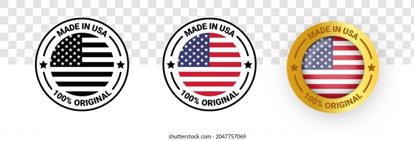 Set of made in the usa labels. Made in the usa logo. American product emblem. Vector illustration.