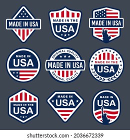 Set of made in USA national labels