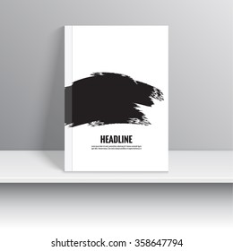 Set Magazine Cover with black strokes of paint. 
