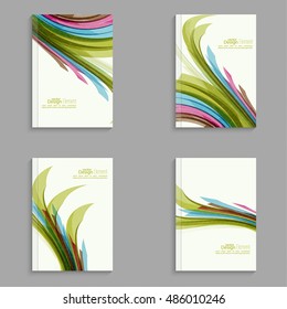 Set Magazine Cover with colored strips, color stream. 