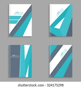 Set Magazine Cover with origami intersecting ribbons. 