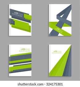 Set Magazine Cover with origami intersecting ribbons.