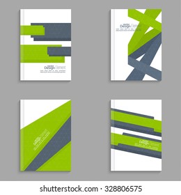 Set Magazine Cover with origami intersecting ribbons.