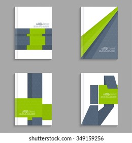 Set Magazine Cover with origami intersecting ribbons. 