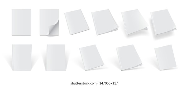 set of magazine covers from different sides on a white background vector mock up