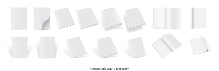 set of magazine covers from different sides on a white background vector mock up