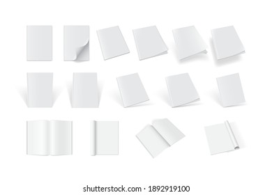 set of magazine covers from different sides on a white background vector mock up