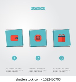 Set of magazine icons flat style symbols with advertising, wallet, gift and other icons for your web mobile app logo design.