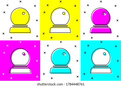 Set Magic ball icon isolated on color background. Crystal ball.  Vector Illustration