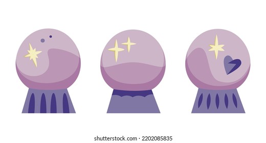 Set of magic balls. Halloween design elements in cartoon style.