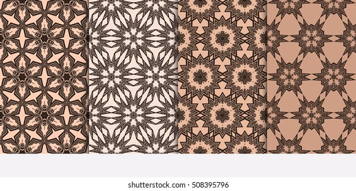 set of magic chocolate color geometric pattern of abstract lines and shapes. Seamless vector illustration. for design seamless textures, wallpaper, scrapbooking, factory production
