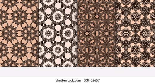 set of magic chocolate color geometric pattern of abstract lines and shapes. Seamless vector illustration. for design seamless textures, wallpaper, scrapbooking, factory production
