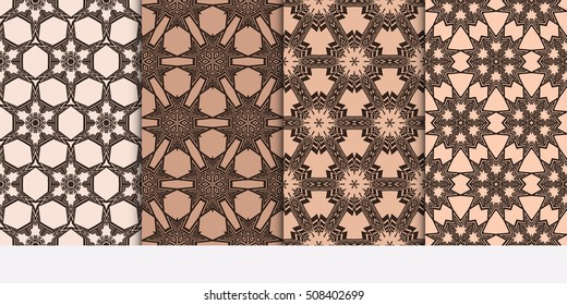 set of magic chocolate color geometric pattern of abstract lines and shapes. Seamless vector illustration. for design seamless textures, wallpaper, scrapbooking, factory production