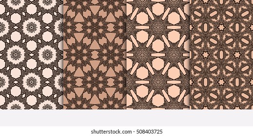 set of magic chocolate color geometric pattern of abstract lines and shapes. Seamless vector illustration. for design seamless textures, wallpaper, scrapbooking, factory production