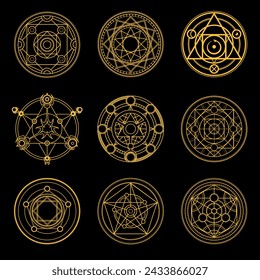 A set of magic circles for witchcraft. Secret alchemical circles for transformation