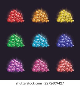 Conjunto de cristales mágicos y minerales naturales. Recaudación de activos de juegos de piedras angulares. ilustración vectorial