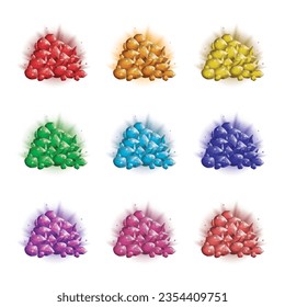 Set of magic Crystals and natural minerals. Gemstones game assets collection. vector illustration.
