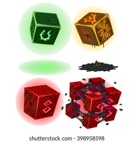 A set of magic cubes. Vector illustration.
