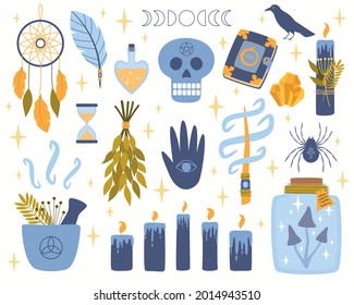 Set Of Magic Design Elements. Halloween Vector Illustration.