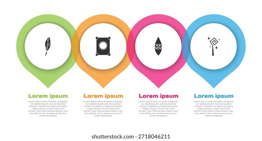 Definir pena mágica, livro de magia antiga, bruxo Mágico e pessoal. Modelo de infográfico comercial. Vetor