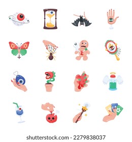 Set of Magic Flat Stickers 

