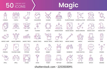 Set of magic icons. Gradient style icon bundle. Vector Illustration