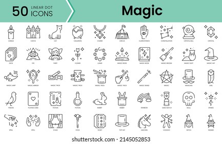 Set of magic icons. Line art style icons bundle. vector illustration