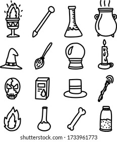 Ein Set von Zauberbildern, geeignet für jeden Zauberinhalt mit doodle Cartoon Stil