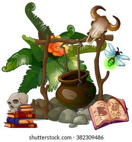 A set of magic items. Vector illustration.