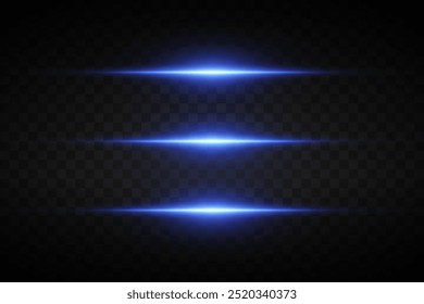 Set of magic light lines. Neon laser beams of light. On transparent background.
