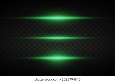 Set of magic light lines. Neon laser beams of light. On transparent background.