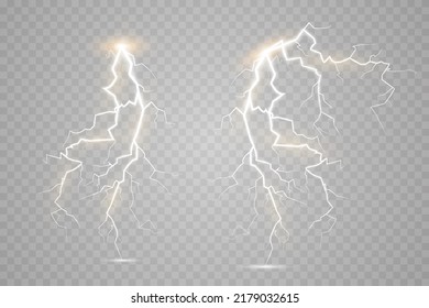 A set of Magic lightning and bright lighting effects. Vector illustration