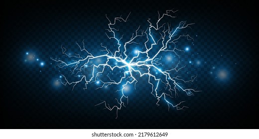 A set of Magic lightning and bright lighting effects. Vector illustration