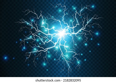 A set of Magic lightning and bright lighting effects. Vector illustration