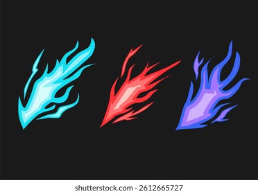 Set of magic power light trails isolated on background Vector cartoon illustration