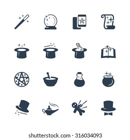 Set of magic related vector icons