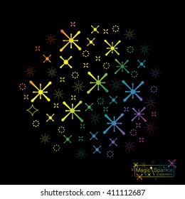set of a magic sparkle with wand design elements Vector illustration