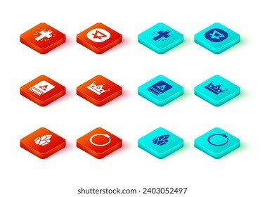 Set Magic stone, Ouroboros, Ancient magic book, King crown, Earth element and Christian cross icon. Vector
