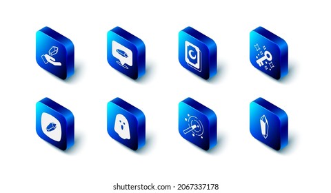 Set Magic stone, Tarot cards, Old magic key, wand, Ghost,  and  icon. Vector