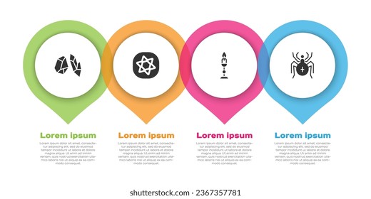 Set Magic stone, Tarot cards, Burning candle and Spider. Business infographic template. Vector