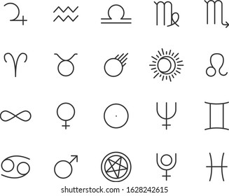 Astrology Signs Thin Line Icons Zodiac Stock Vector (Royalty Free ...