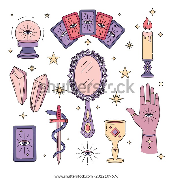 Set Magic Symbols Witch Tattoos Prediction Stock Vector (Royalty Free ...