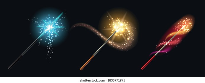 Set of Magic Wand drawn in realistic style. Vector illuistration.