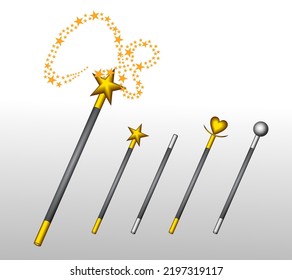 set magic wand gold and silver or miracle magical wand with star. 
