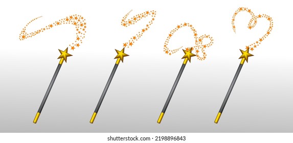 set magic wand gold and silver or miracle magical wand with star. 
