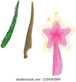 A set of magic wands clipart