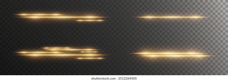 A set of magical light highlights and effects. Neon line flash. On a transparent background.