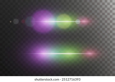  Um conjunto de efeitos e destaques de luz mágica. Em um fundo transparente.