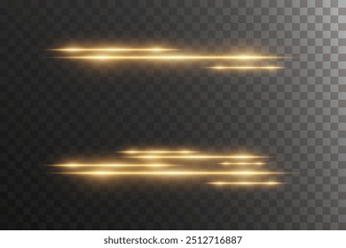 Eine Reihe von magischen Licht-Highlights und Effekte. Neonlinien-Blitz. Auf transparentem Hintergrund.