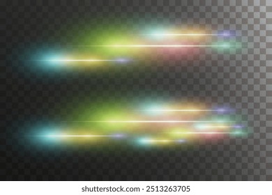 A set of magical light highlights and effects. On a transparent background.